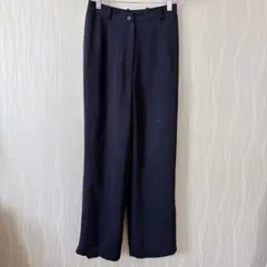 【着回し抜群】ネイビー ワイドパンツ スラックス オフィスカジュアル