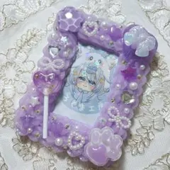 B8 硬質ケースデコ　ホイップデコ　トレカケースデコ（紫リボン星肉球ハート）