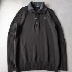 美品✨ バーバリーブラックレーベル ハイネックウールニット メタルボタン L相当