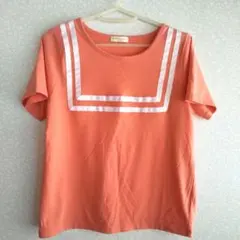 earth music&ecology セーラーカラーTシャツ オレンジのサムネイル