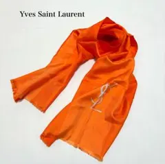 Yves Saint Laurentシルク ショール ストール オレンジ ロゴのサムネイル