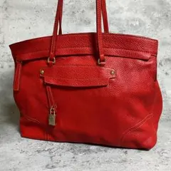 ✨美品✨ フルラ FURLA レザートートバッグ ハンドバッグ 赤 南京錠