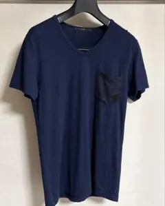 【日本製】AKM エイケイエム Vネック ポケットTシャツ 迷彩 M 紺のサムネイル