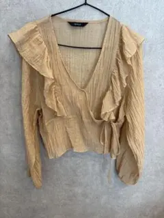 OFALO カシュクール ブラウス ベージュ フリル