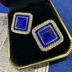 ヴィンテージ デザイン　アクセサリー　ゴールド　ブルー　ピアス　イヤリング