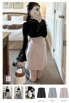 GRL ハイウエストツイードタイトミニスカート［gc224］