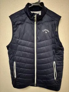美品　キャロウェイ　ダウンベスト　圧着 キルティング 黒 キャロウェイ ゴルフウェア ダウンベスト 秋 冬 ストレッチナイロン