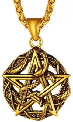五芒星 スネーク ネックレス ペンダントトップ メンズ ステンレスアンティーク風
