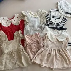 ベビー服 7セットドレス、ロンパース、帽子 70~80 size