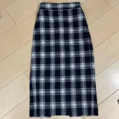 【レディース】GU チェック柄 タイトスカート Sサイズ ネイビー/ホワイト