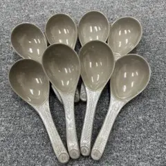 陶器製 レンゲ 8本セット ベージュ 花柄