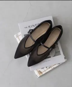 【未使用に近い】フラット　パンプス　シアー　ブラック　フォーマル