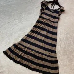 1185 美品 バーバリー ブルーレーベル ワンピース ロング 半袖 ボーダー