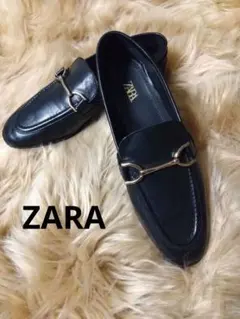 ZARA ブラックレザー ローファーお値下げして大処分中