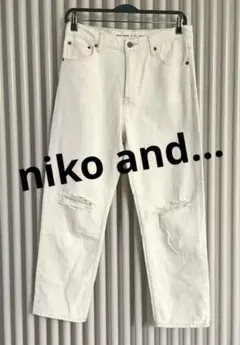 【 niko and ... 】 パンツ ホワイト ダメージ デニム M