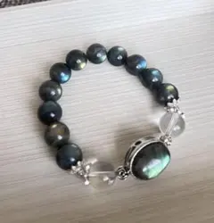 ラブラドライト　オリジナルデザイン天然石ブレスレット　12mm 内周15cm