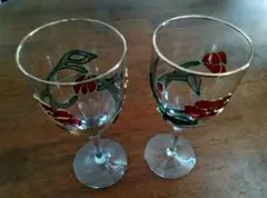 花柄装飾 ワイングラス 2個セット