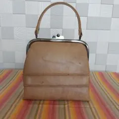 ヴィンテージ本革ハンドバッグ　ベージュ レザー