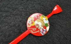 和装用 赤色 平打ち かんざし プラ簪 花柄 #A-8
