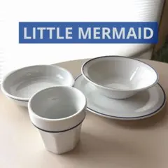 【未使用】リトルマーメイド ブルーラインコップ グラタン皿 食器4個セット
