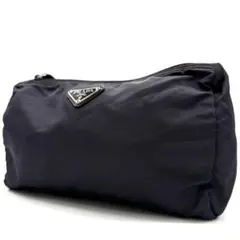 プラダ PRADA ナイロン ポーチ 小物入れ 三角ロゴ プレート ブラック