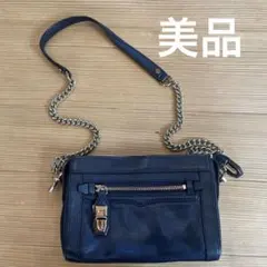 美品】Rebecca Minkoff ショルダーバッグ ネイビ　ー　レザー　ミニのサムネイル