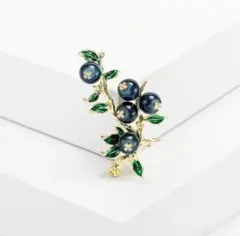 ボタニカル　ブルーベリーブローチ　北欧インテリア　ヴィンテージ　アンティーク
