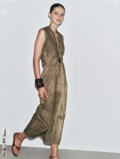 ZW タイダイ　ラミー混紡ワンピース　M