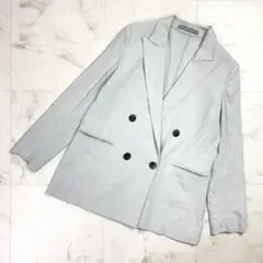 theory luxe リネン混ダブルブレストジャケット グレー S*OD705