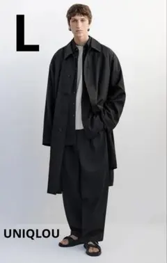 ユニクロU 2025秋冬 オーバーサイズステンカラーコート ブラック L ユニクロ公式 | オーバーサイズステンカラーコート