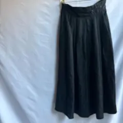 レトロ古着ダブルボタン タック フレアスカート ブラック M相当 清楚