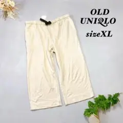 オールドユニクロ ハーフパンツ スウェット 7分丈【XL】ベージュ ベルト付き