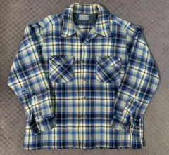70s “PENDLETON” ボードシャツ 開襟 フラップポケット ブルー