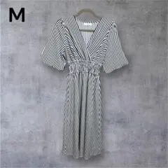 Hudson honey ハドソンハニー ストライプ 半袖 ロング ワンピース