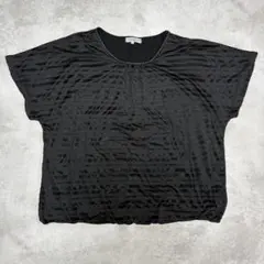 デザインカットソー ブラック シャツ 4L 立体ジャカード風 トップス モード