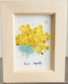 シーグラスアート　ミモザ　観葉植物　北欧　イエロー