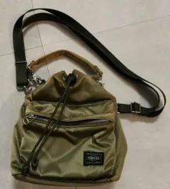 PORTER 巾着型 ショルダーバッグ セージグリーン