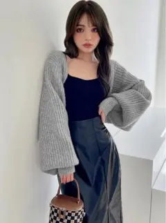 タイムセール‼️GRL ボリュームスリーブニットクロップド丈ボレロカーディガン