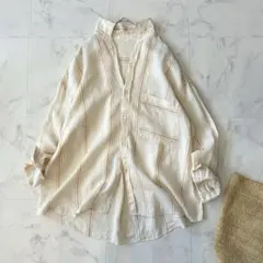 美品 ギャルリーヴィー リネン100% ストライプ オーバーサイズシャツ 日本製のサムネイル