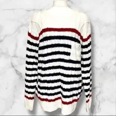 THE SHOP TK ストライプ ニットセーター 胸ポケット付き 可愛い
