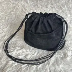 Rinori リノリ　防水スエード　巾着バッグ　スエードバッグ　巾着ショルダー