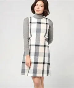 BLUELABELCRESTBRIDGE チェックノースリツイードワンピ