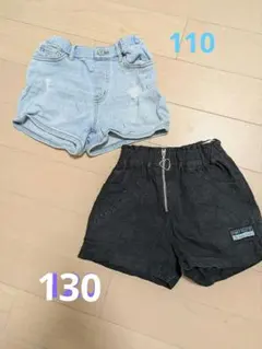 ショートパンツ2点セット　デニム　黒　ハートジッパー　ユニクロ