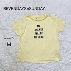 【セブンデイズサンデイ】英字ロゴTシャツ 【M】半袖 イエロー 綿混 カジュアル