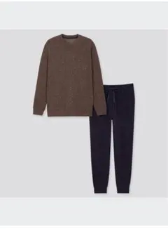 【お値下げ】ユニクロ　ニットフリースセット　ダークブラウンMEN