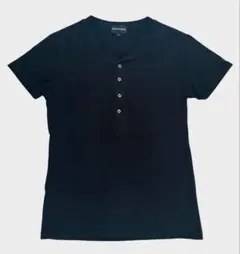 『ARMANI / アルマーニ』 ヘンリーネック Tシャツ 黒 Lサイズ 美品のサムネイル