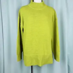 【114】ハイネック長袖セーター　ピュアグリーン　サイズ40/L