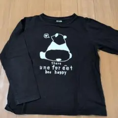 パンダイラスト 黒 ロングTシャツ 150cm
