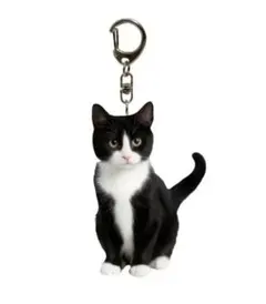小ぶりタイプ　ハチワレ　はちわれ　猫　キーホルダー　アクリル　2D　ネコ　ねこ
