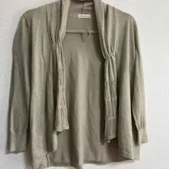 【新品未使用】透かしラメ入りベージュカーディガン